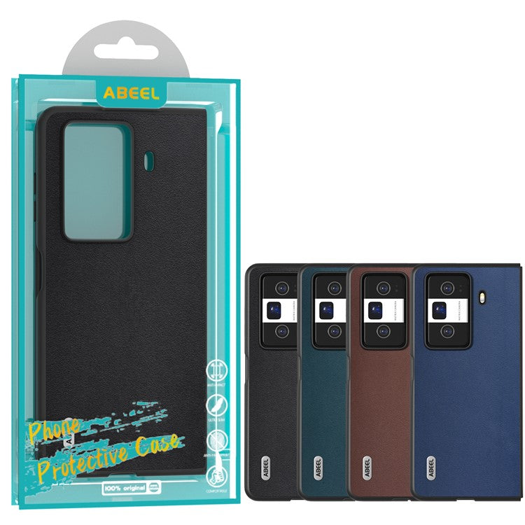 ABEEL For Honor Magic Vs3 5G Case Genuine Cow Leather Coated Hard PC Phone Cover - Green