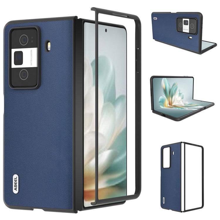 ABEEL For Honor Magic Vs3 5G Case Genuine Cow Leather Coated Hard PC Phone Cover - Blue