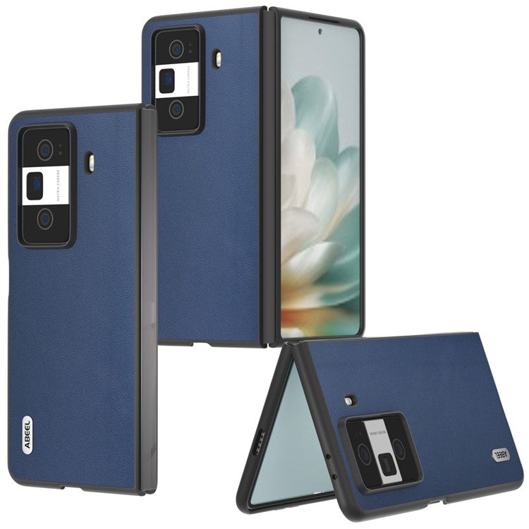 ABEEL For Honor Magic Vs3 5G Case Genuine Cow Leather Coated Hard PC Phone Cover - Blue