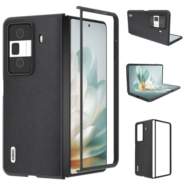 ABEEL For Honor Magic Vs3 5G Case Genuine Cow Leather Coated Hard PC Phone Cover - Black