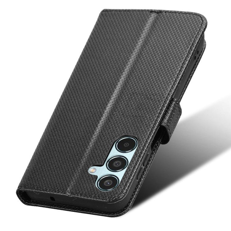 For Samsung Galaxy M35 5G Case Diamond Texture PU Leather Phone Cover - Black