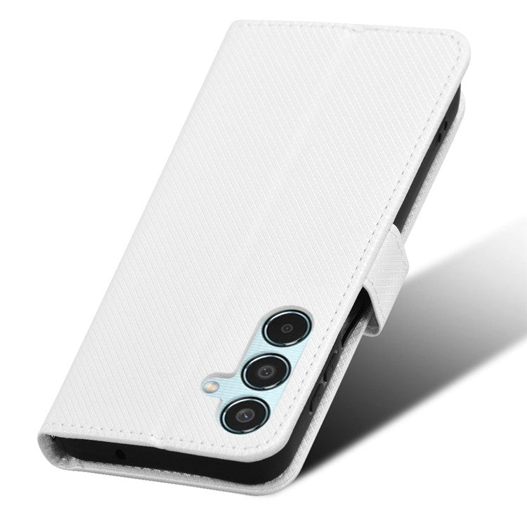 For Samsung Galaxy M35 5G Case Diamond Texture PU Leather Phone Cover - White