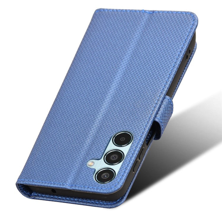 For Samsung Galaxy M35 5G Case Diamond Texture PU Leather Phone Cover - Blue
