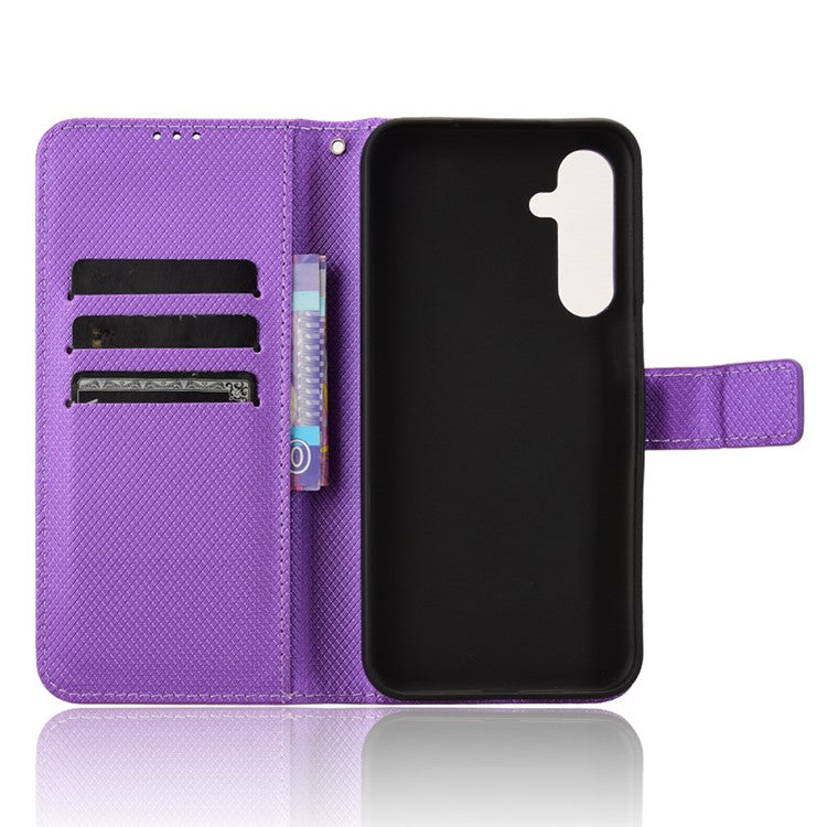 For Samsung Galaxy M35 5G Case Diamond Texture PU Leather Phone Cover - Purple