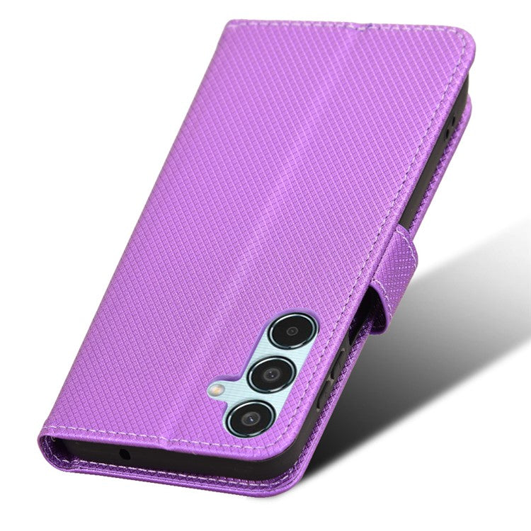 For Samsung Galaxy M35 5G Case Diamond Texture PU Leather Phone Cover - Purple