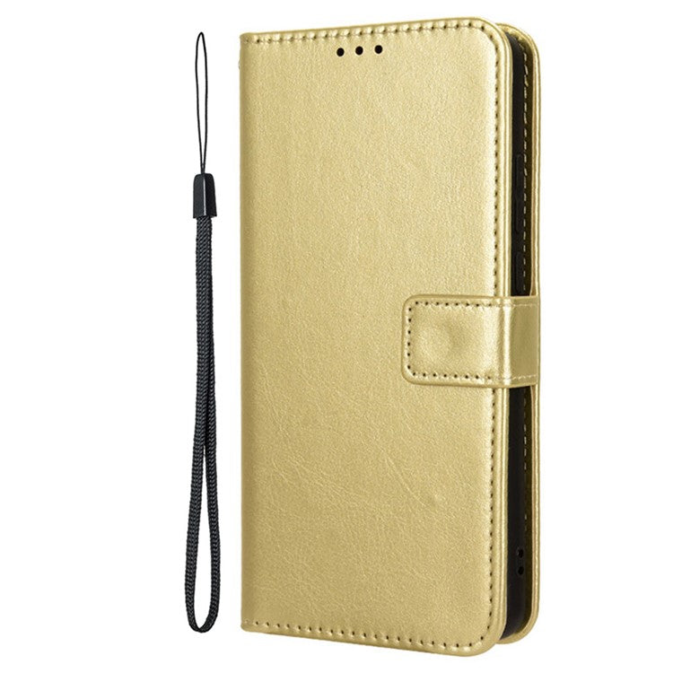 For Samsung Galaxy M35 5G Wallet Case Crazy Horse Texture Leather Stand Phone Cover - Gold