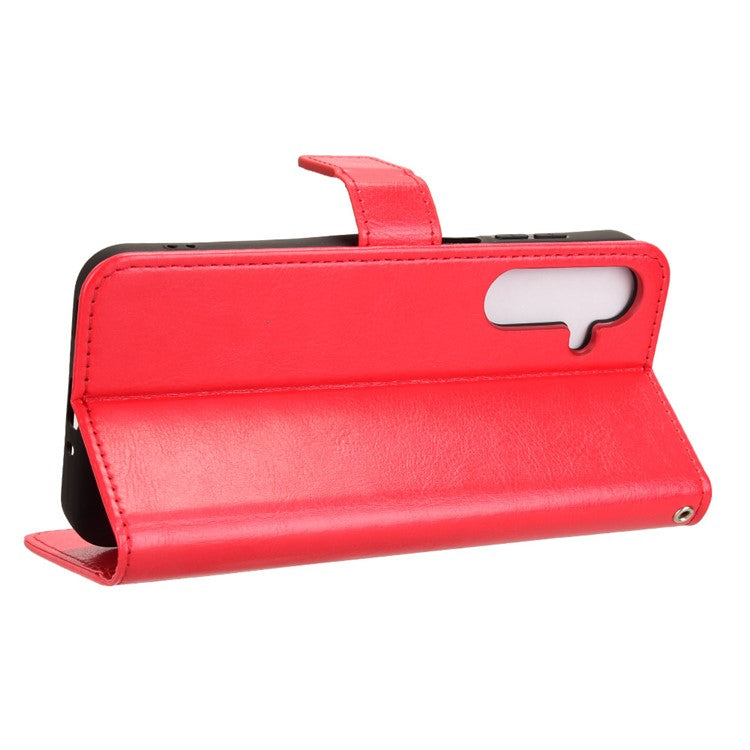 For Samsung Galaxy M35 5G Wallet Case Crazy Horse Texture Leather Stand Phone Cover - Red