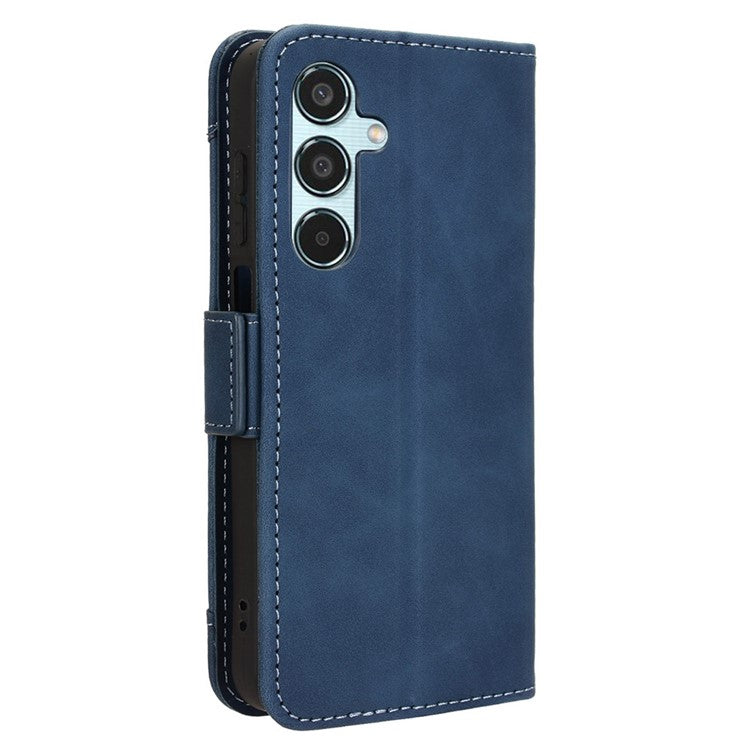 For Samsung Galaxy M35 5G Stand Case Multiple Card Slots Leather Wallet Phone Cover - Blue