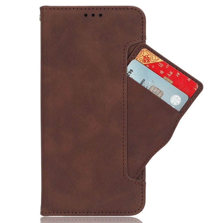 For Samsung Galaxy M35 5G Stand Case Multiple Card Slots Leather Wallet Phone Cover - Brown