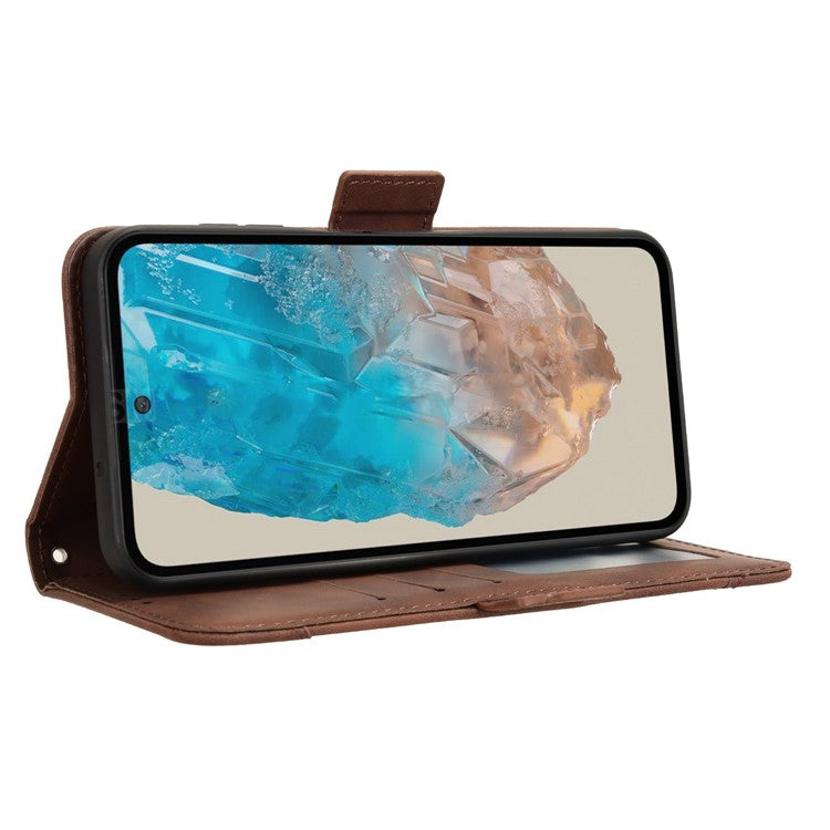 For Samsung Galaxy M35 5G Stand Case Multiple Card Slots Leather Wallet Phone Cover - Brown