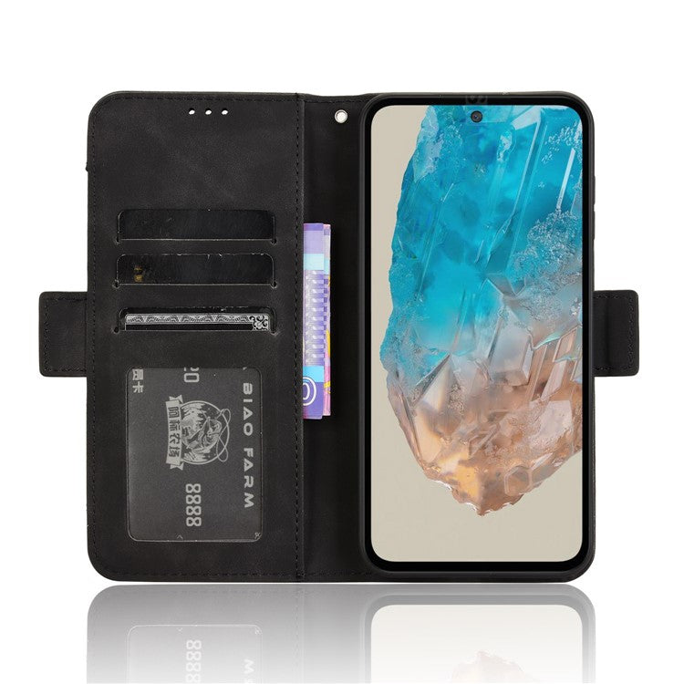 For Samsung Galaxy M35 5G Stand Case Multiple Card Slots Leather Wallet Phone Cover - Black