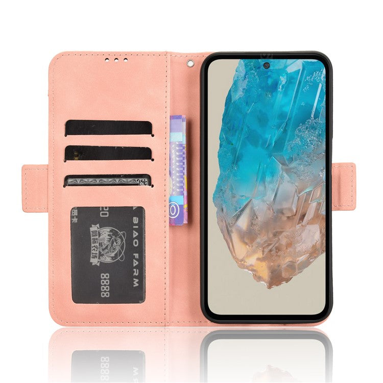 For Samsung Galaxy M35 5G Stand Case Multiple Card Slots Leather Wallet Phone Cover - Pink