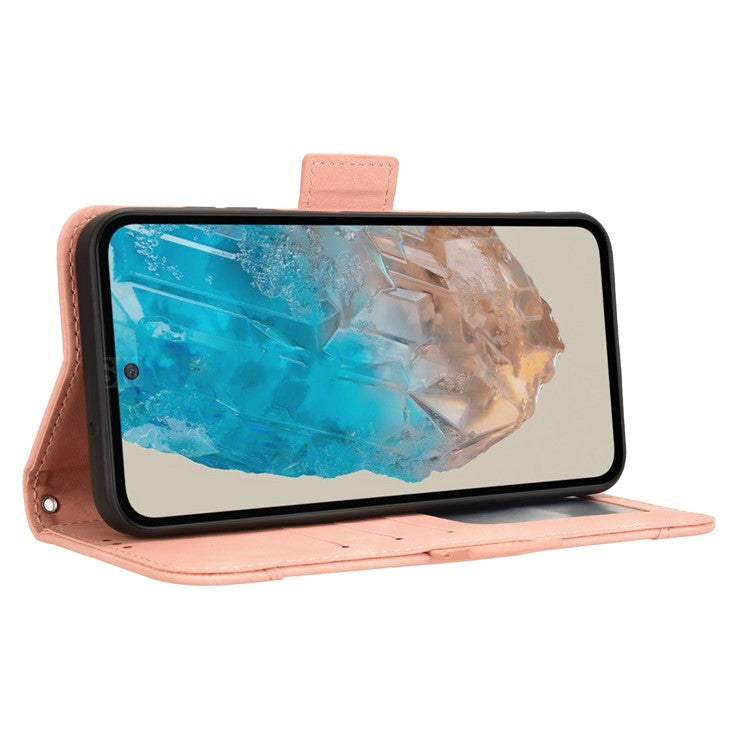 For Samsung Galaxy M35 5G Stand Case Multiple Card Slots Leather Wallet Phone Cover - Pink