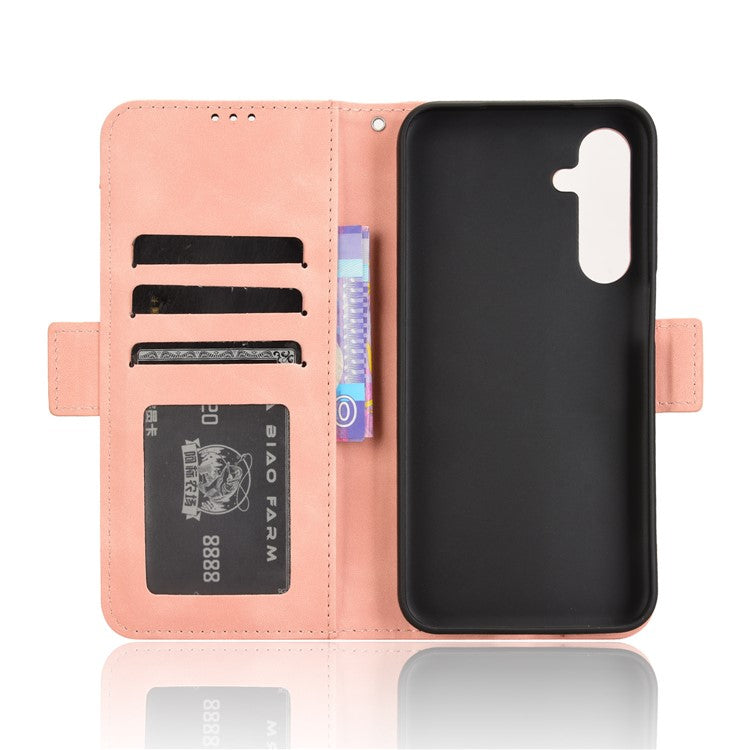 For Samsung Galaxy M35 5G Stand Case Multiple Card Slots Leather Wallet Phone Cover - Pink