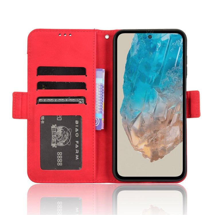 For Samsung Galaxy M35 5G Stand Case Multiple Card Slots Leather Wallet Phone Cover - Red
