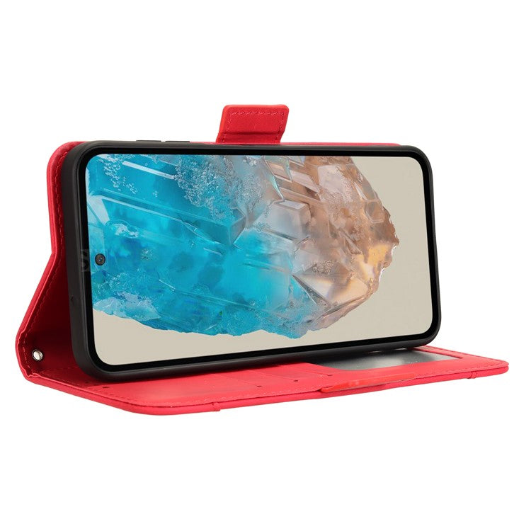 For Samsung Galaxy M35 5G Stand Case Multiple Card Slots Leather Wallet Phone Cover - Red