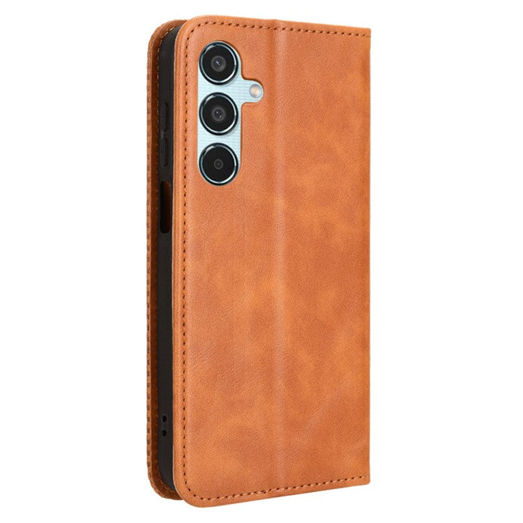 For Samsung Galaxy M35 5G Wallet Case Retro PU Leather Stand Phone Cover - Brown