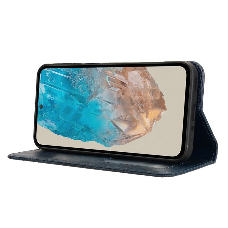 For Samsung Galaxy M35 5G Wallet Case Retro PU Leather Stand Phone Cover - Blue