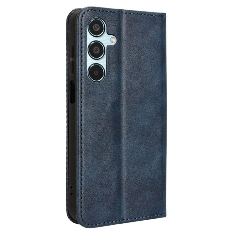 For Samsung Galaxy M35 5G Wallet Case Retro PU Leather Stand Phone Cover - Blue