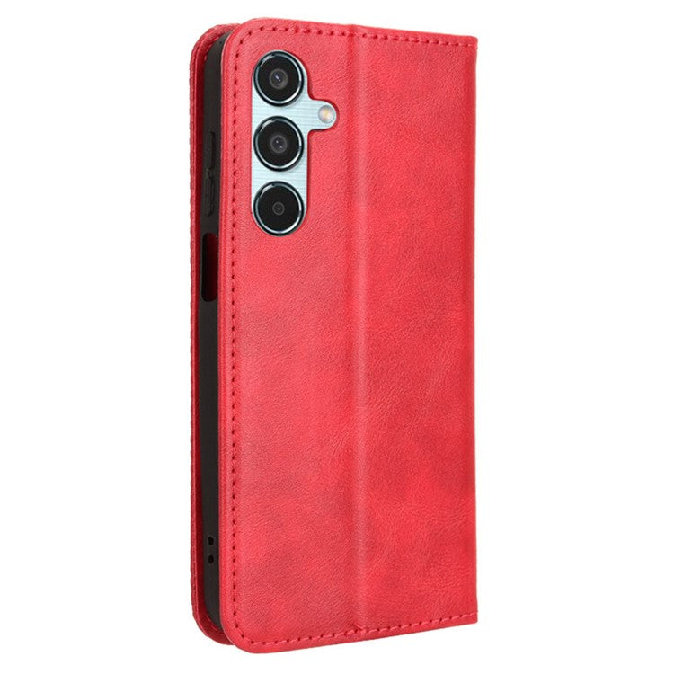For Samsung Galaxy M35 5G Wallet Case Retro PU Leather Stand Phone Cover - Red