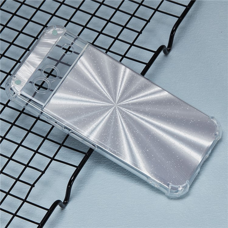 For Google Pixel 8a Case Reinforced Corners TPU Phone Cover with Card Paper - Aurora Silver