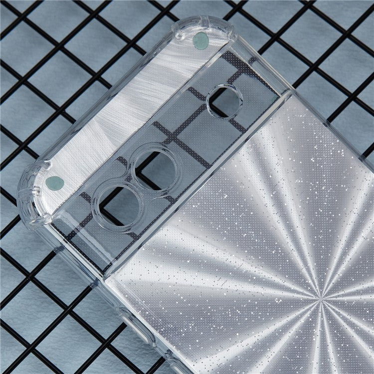 For Google Pixel 8a Case Reinforced Corners TPU Phone Cover with Card Paper - Aurora Silver