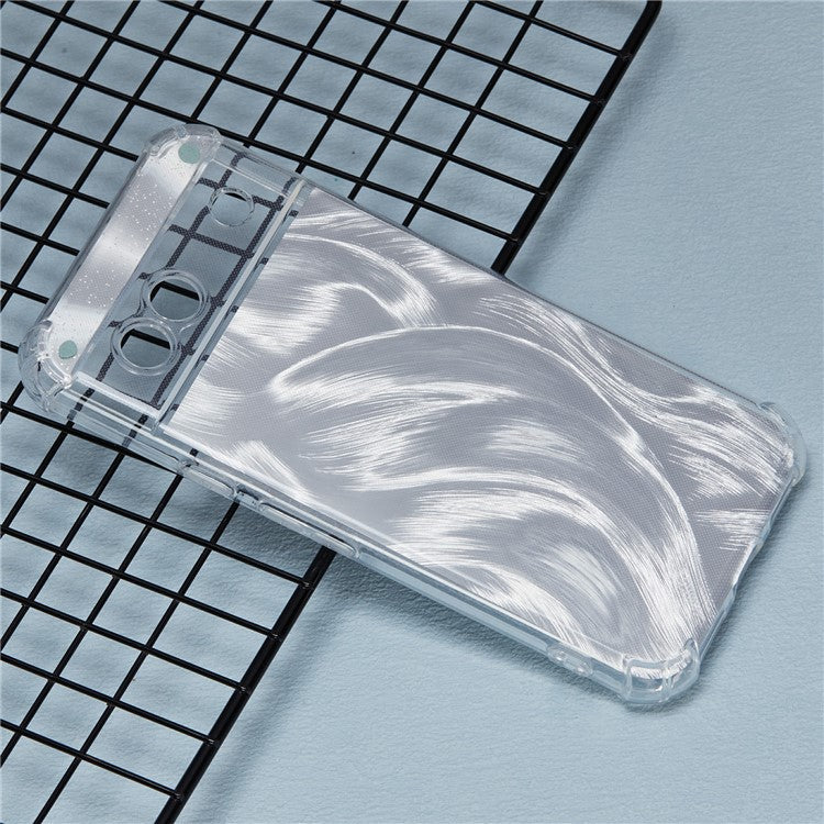 For Google Pixel 8a Case Reinforced Corners TPU Phone Cover with Card Paper - Aurora Feather