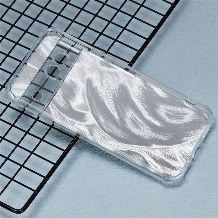 For Google Pixel 8a Case Reinforced Corners TPU Phone Cover with Card Paper - Aurora Feather