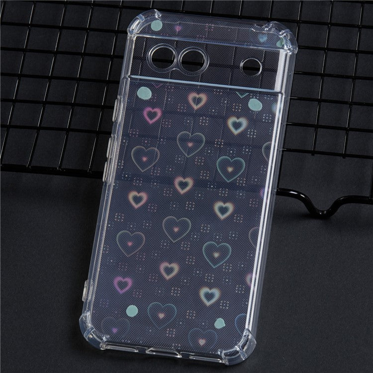 For Google Pixel 8a Case Reinforced Corners TPU Phone Cover with Card Paper - Love Heart
