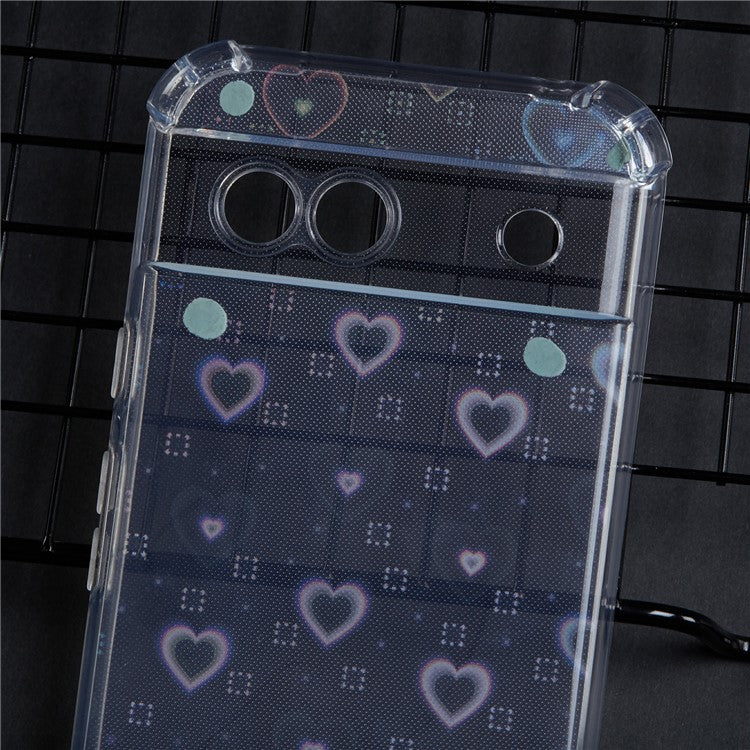 For Google Pixel 8a Case Reinforced Corners TPU Phone Cover with Card Paper - Love Heart