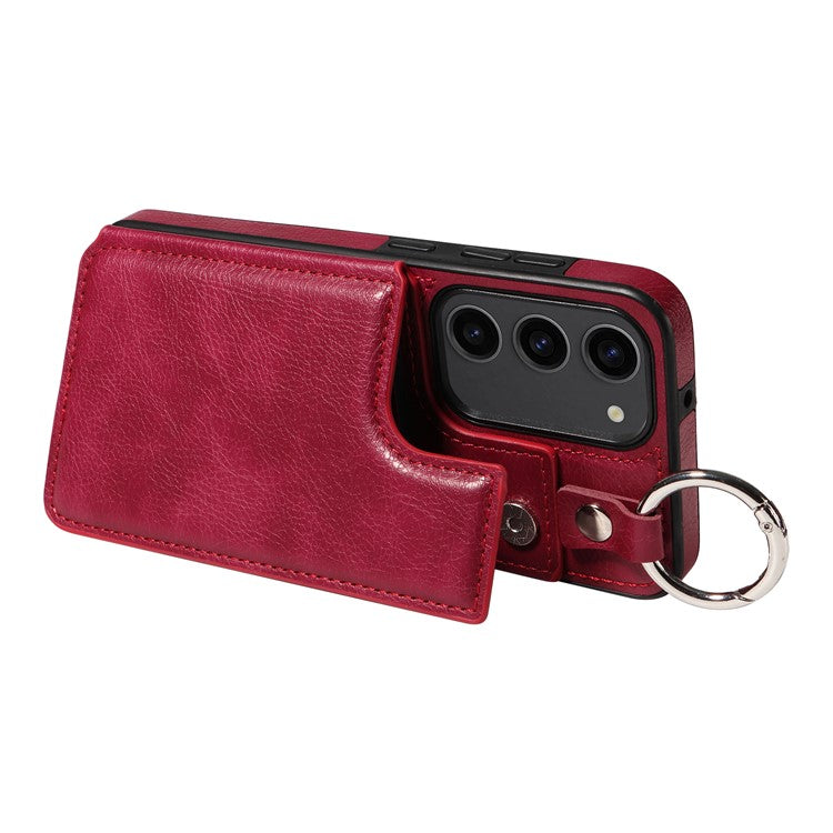 003 For Samsung Galaxy S23 Case Ring Buckle Anit-Fall Leather Phone Back Cover - Rose