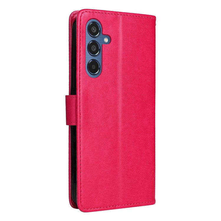 For Samsung Galaxy M35 5G Phone Case with Stand Cat Tree Pattern Leather Wallet Mobile Cover - Rose