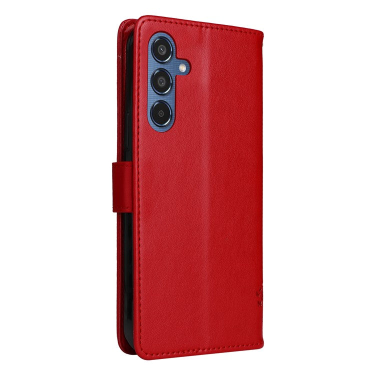 For Samsung Galaxy M35 5G Phone Case with Stand Cat Tree Pattern Leather Wallet Mobile Cover - Red