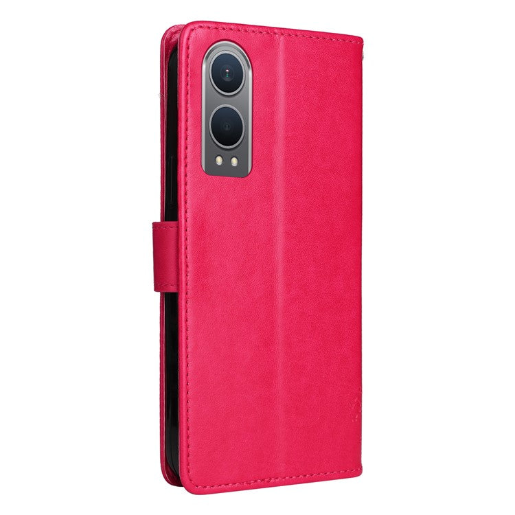 KT Imprinting Flower Series-3 For OnePlus Nord CE4 Lite 5G / Oppo K12x 5G (China) Case Wallet Leather Cat Tree Pattern Phone Cover - Rose