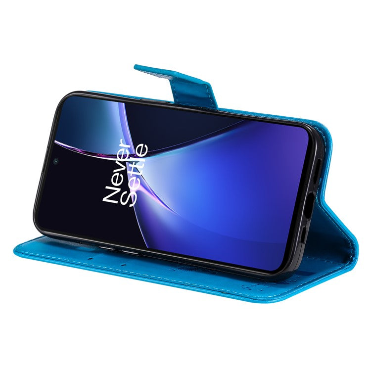 KT Imprinting Flower Series-3 For OnePlus Nord CE4 Lite 5G / Oppo K12x 5G (China) Case Wallet Leather Cat Tree Pattern Phone Cover - Blue