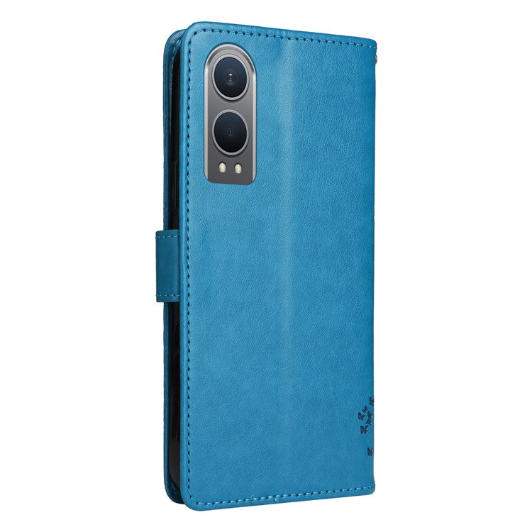 KT Imprinting Flower Series-3 For OnePlus Nord CE4 Lite 5G / Oppo K12x 5G (China) Case Wallet Leather Cat Tree Pattern Phone Cover - Blue