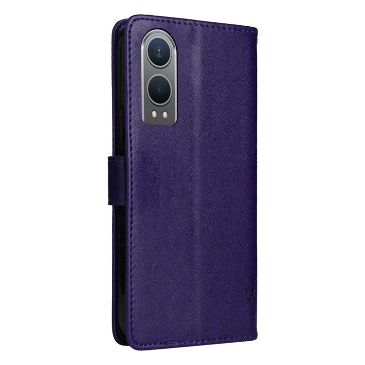 KT Imprinting Flower Series-3 For OnePlus Nord CE4 Lite 5G / Oppo K12x 5G (China) Case Wallet Leather Cat Tree Pattern Phone Cover - Purple