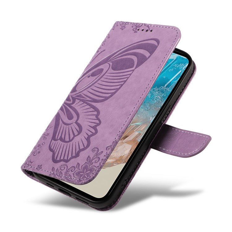 For Samsung Galaxy M35 5G Case Butterfly Design Flip Leather Phone Cover - Light Purple