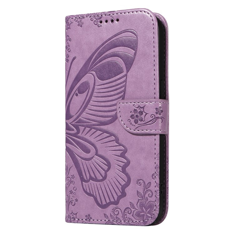 For Samsung Galaxy M35 5G Case Butterfly Design Flip Leather Phone Cover - Light Purple