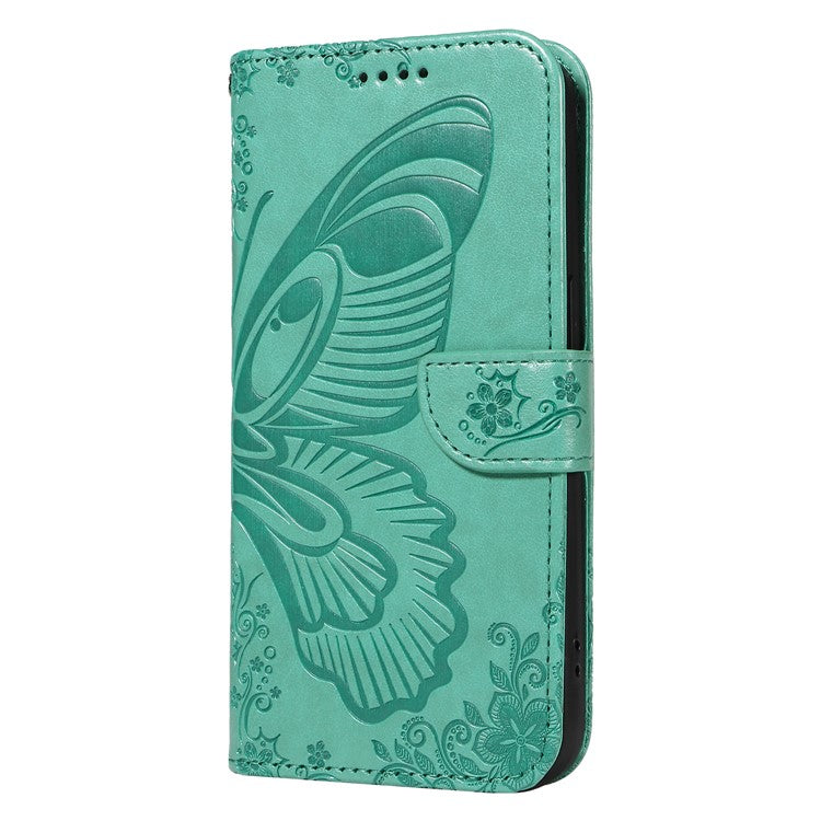 For Samsung Galaxy M35 5G Case Butterfly Design Flip Leather Phone Cover - Green