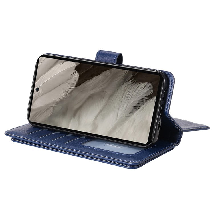 KT Multi-Functional Series-1 For Google Pixel 7a Case 10 Card Holder Leather Phone Cover Stand Function - Blue