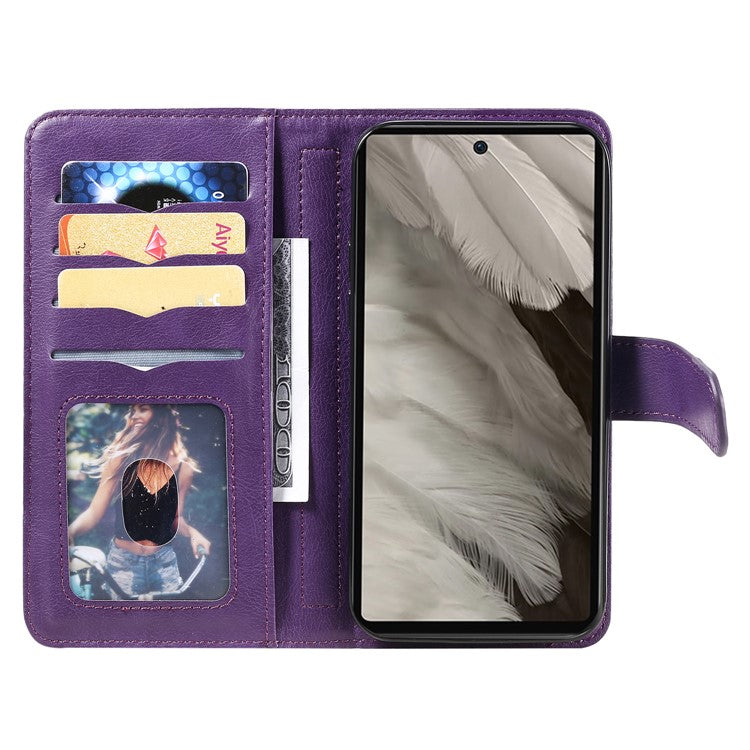 KT Multi-Functional Series-1 For Google Pixel 7a Case 10 Card Holder Leather Phone Cover Stand Function - Purple