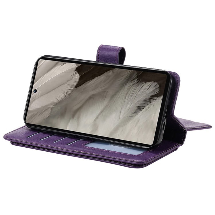 KT Multi-Functional Series-1 For Google Pixel 7a Case 10 Card Holder Leather Phone Cover Stand Function - Purple