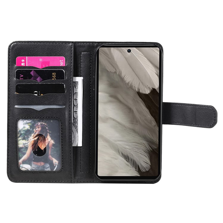 KT Multi-Functional Series-1 For Google Pixel 7a Case 10 Card Holder Leather Phone Cover Stand Function - Black