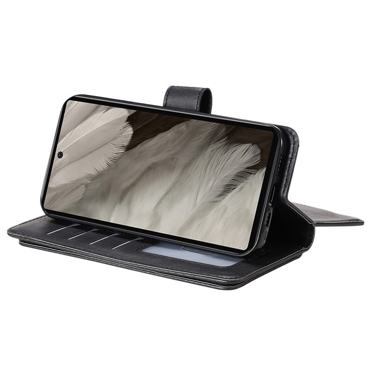 KT Multi-Functional Series-1 For Google Pixel 7a Case 10 Card Holder Leather Phone Cover Stand Function - Black