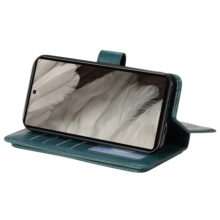 KT Multi-Functional Series-1 For Google Pixel 7a Case 10 Card Holder Leather Phone Cover Stand Function - Green