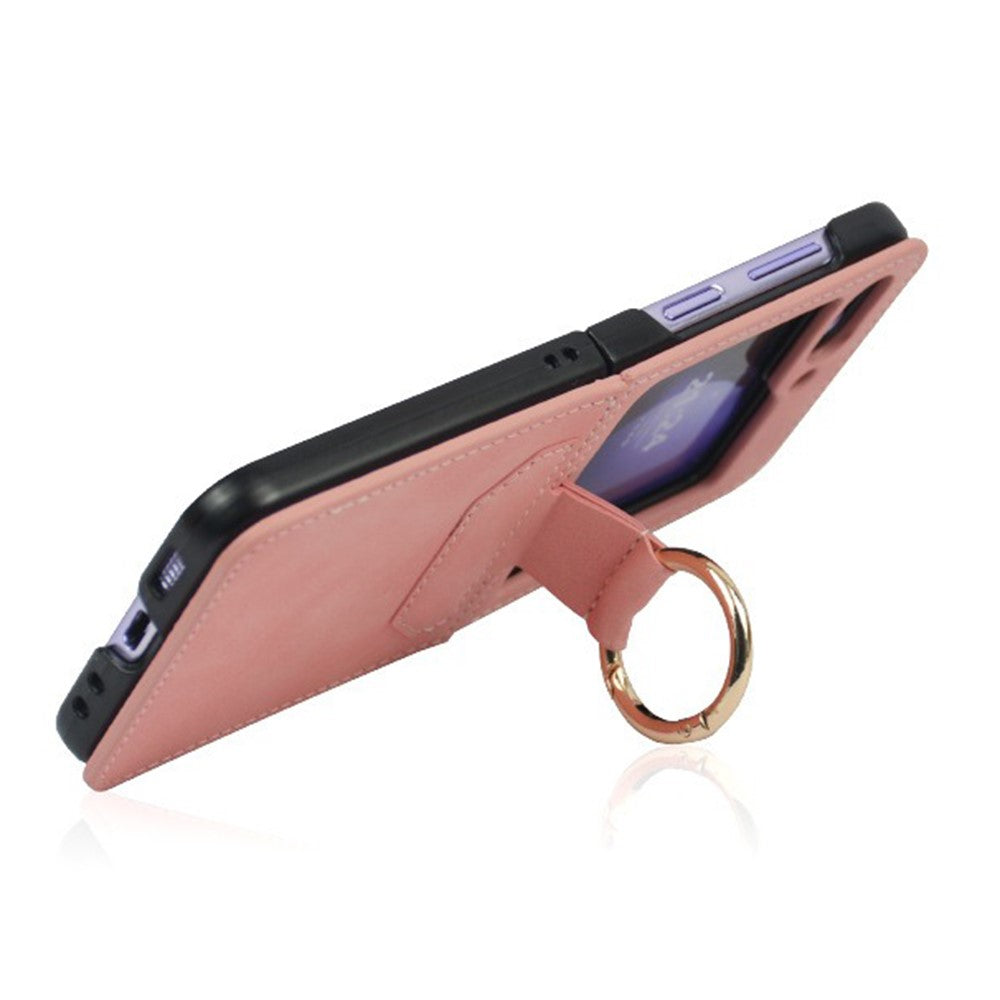 For Samsung Galaxy Z Flip7 FE 5G / Z Flip6 5G Case Ring Holder Kickstand Leather + PC Phone Cover - Brown