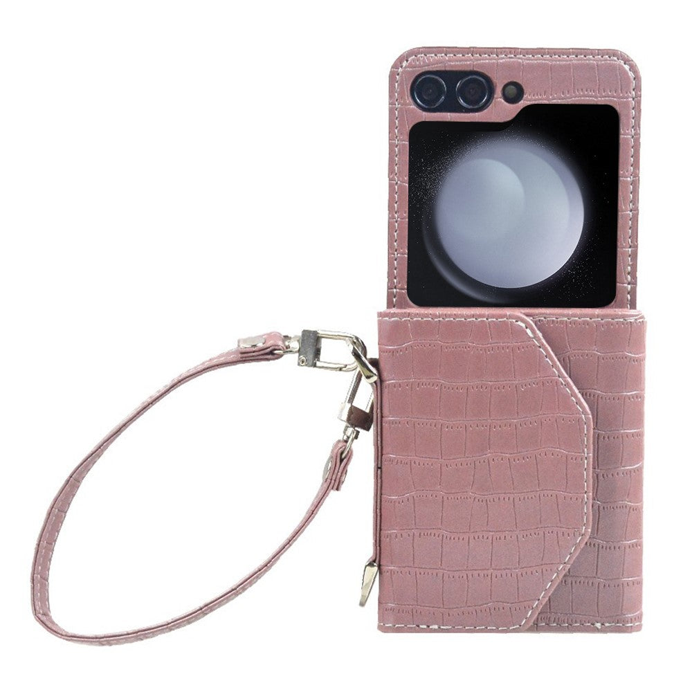 For Samsung Galaxy Z Flip7 FE 5G / Z Flip6 5G Case Handbag Style Kickstand Card Slot Leather+PC Cover - Pink