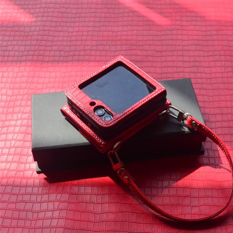 For Samsung Galaxy Z Flip6 5G Case Handbag Style Kickstand Card Slot Leather+PC Cover - Red
