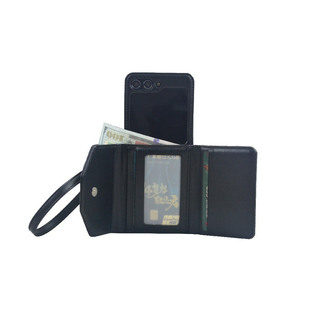 For Samsung Galaxy Z Flip7 FE 5G / Z Flip6 5G Case Handbag Wallet Style Rhombus Pattern Leather + PC Phone Cover - Black